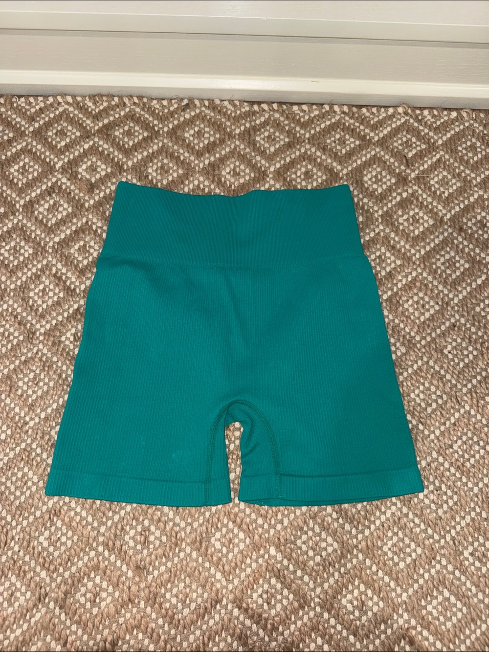 OQQ Teal Ribbed Women’s Bike Shorts